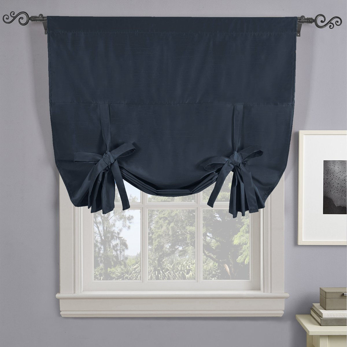 Soho Triple-Pass Thermal Insulated Blackout Curtain Rod Pocket - Tie Up Shade for Small Window ( 42" W X 63" L)