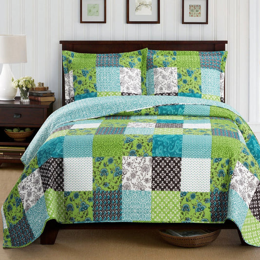 rebekah spring garden style oversized quilt set wrinkle-free coverlet set