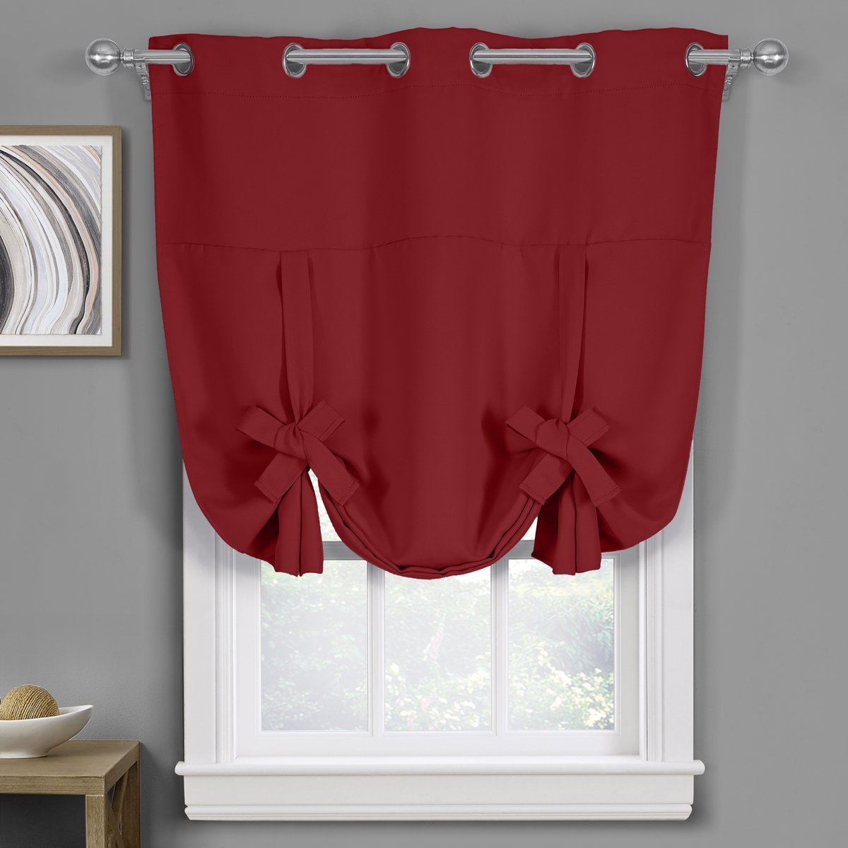Ava Blackout Weave Curtains Grommet Tie Up Shade for Small Window ( 46" W X 63" L)