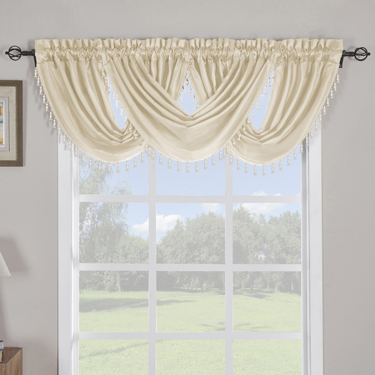 Soho Waterfall Decorative Trim Window Valance 57”wx 37”L (Single)
