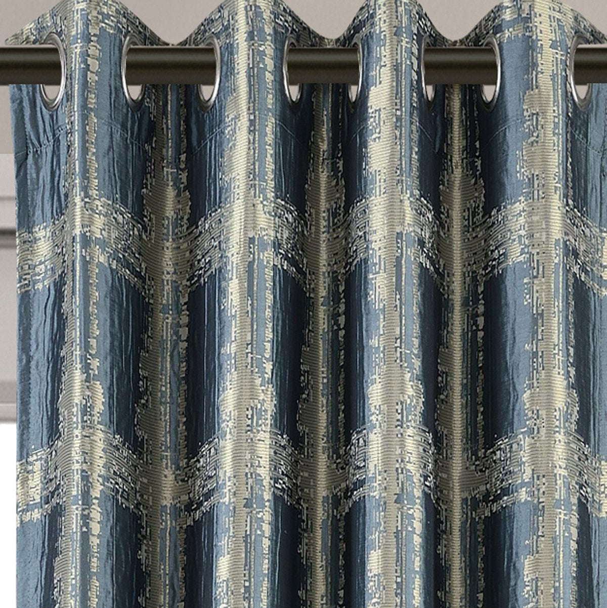 Pair (Set of 2) Top Grommet Window Curtain Panels Abstract Jacquard Studio, 104 Inches Total Width