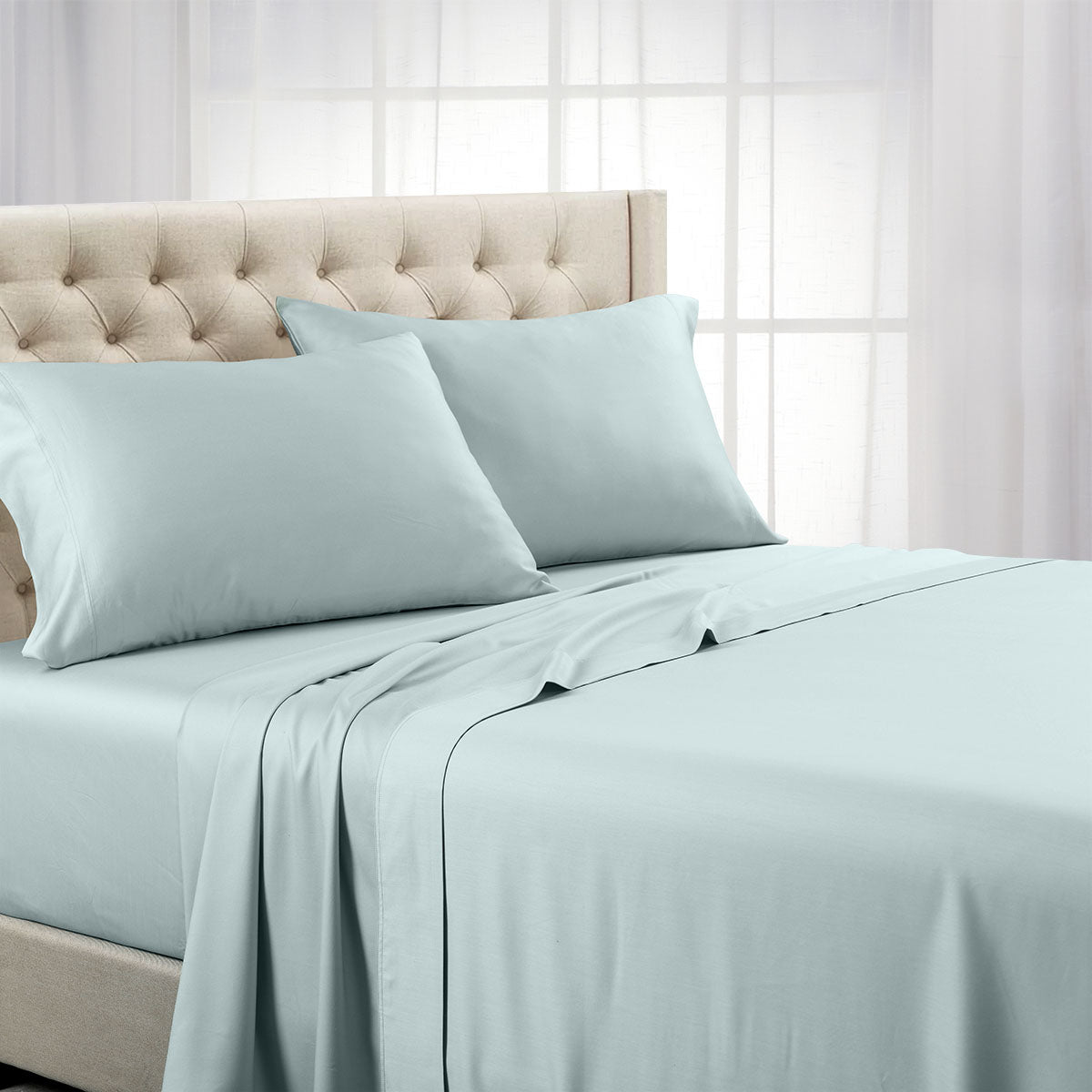 Flex Top King Sheet Set 340 All Cotton Sateen (Half Split Fitted)