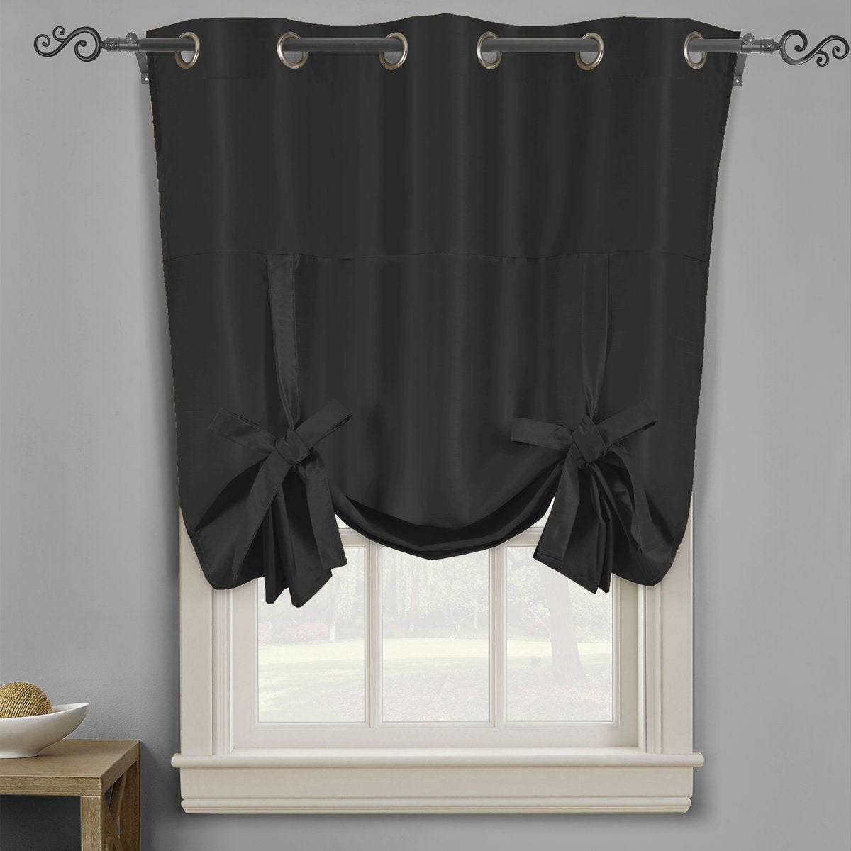 Soho Triple-Pass Thermal Insulated Blackout Curtain Top Grommet - Tie Up Shade for Small Window ( 42" W X 63" L)