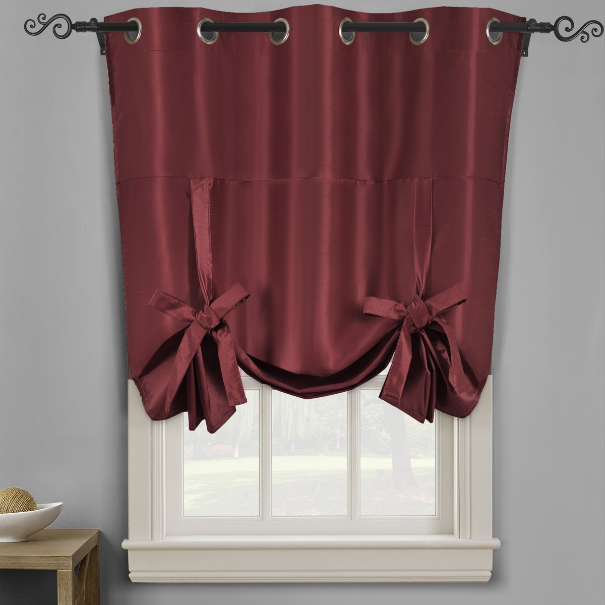 Soho Triple-Pass Thermal Insulated Blackout Curtain Top Grommet - Tie Up Shade for Small Window ( 42" W X 63" L)