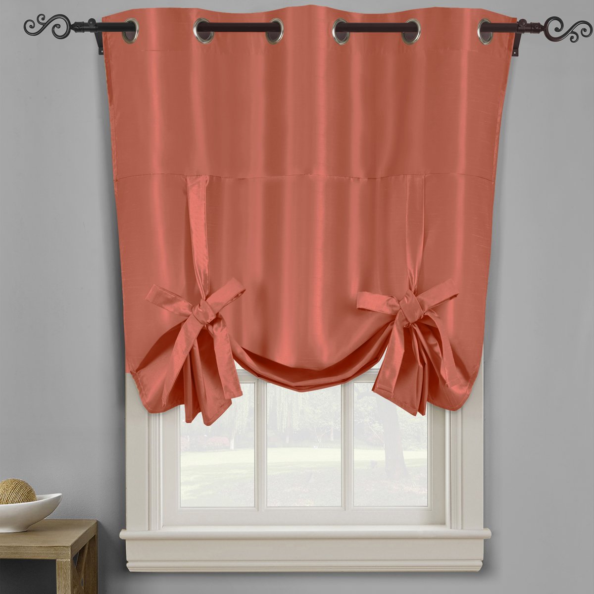 Soho Triple-Pass Thermal Insulated Blackout Curtain Top Grommet - Tie Up Shade for Small Window ( 42" W X 63" L)