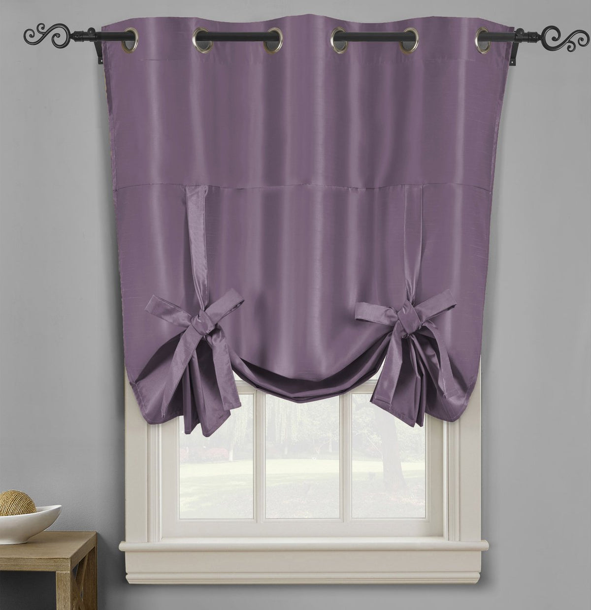Soho Triple-Pass Thermal Insulated Blackout Curtain Top Grommet - Tie Up Shade for Small Window ( 42" W X 63" L)