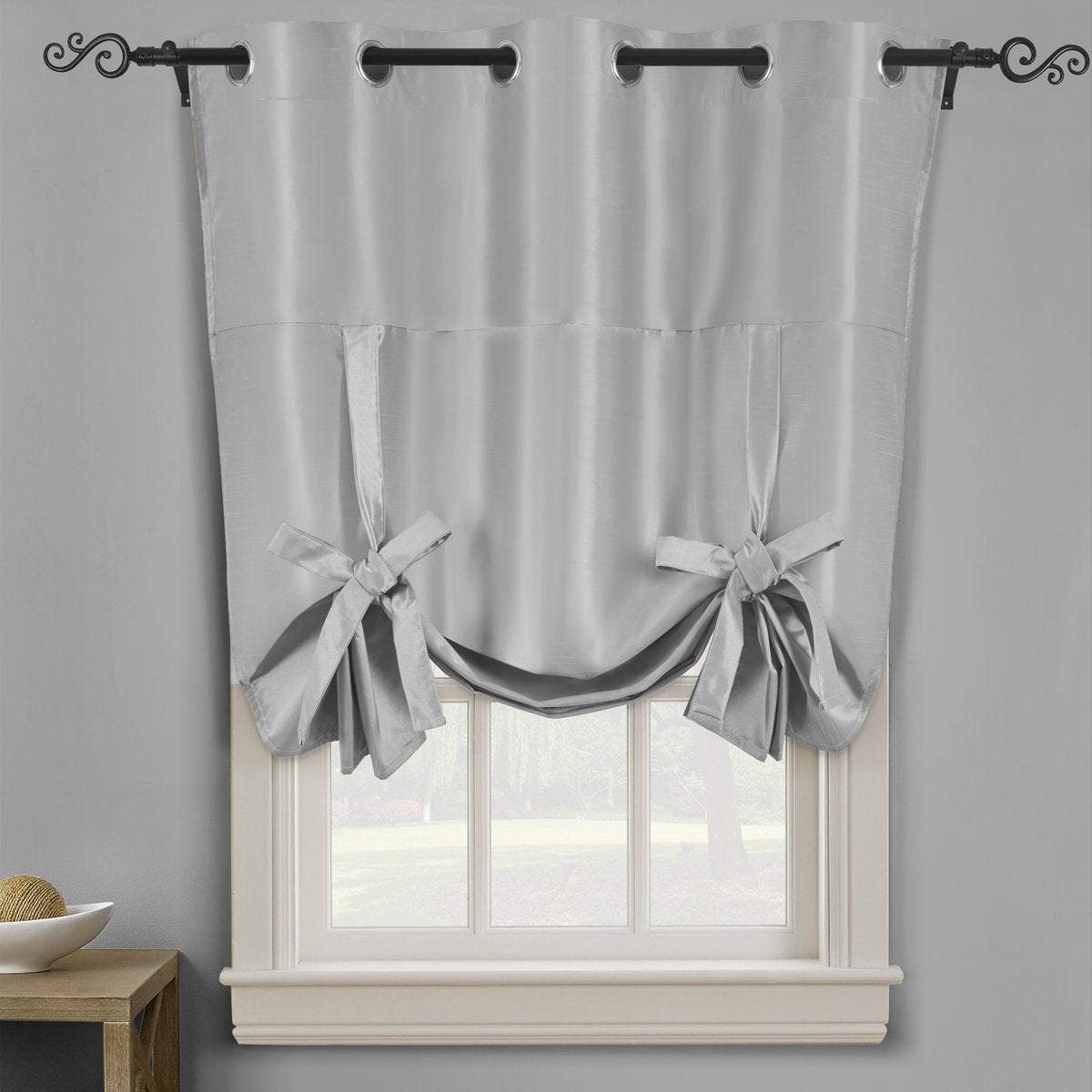 Soho Triple-Pass Thermal Insulated Blackout Curtain Top Grommet - Tie Up Shade for Small Window ( 42" W X 63" L)