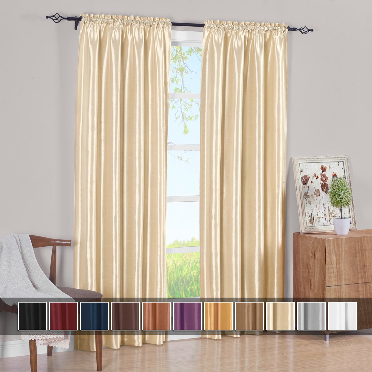 Pair Curtain Panels Soho Faux Silk (Set of 2)