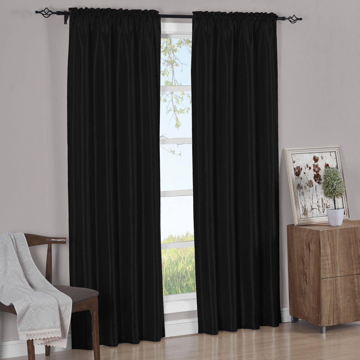 Pair Curtain Panels Soho Faux Silk (Set of 2)
