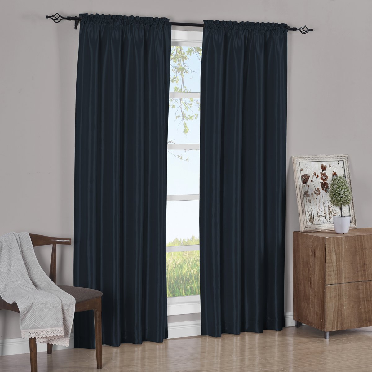 Pair Curtain Panels Soho Faux Silk (Set of 2)