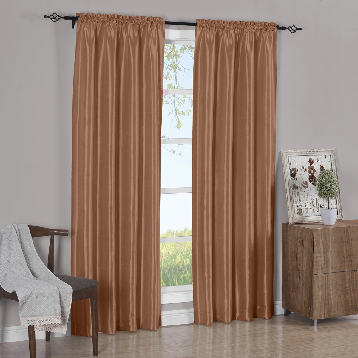 Pair Curtain Panels Soho Faux Silk (Set of 2)