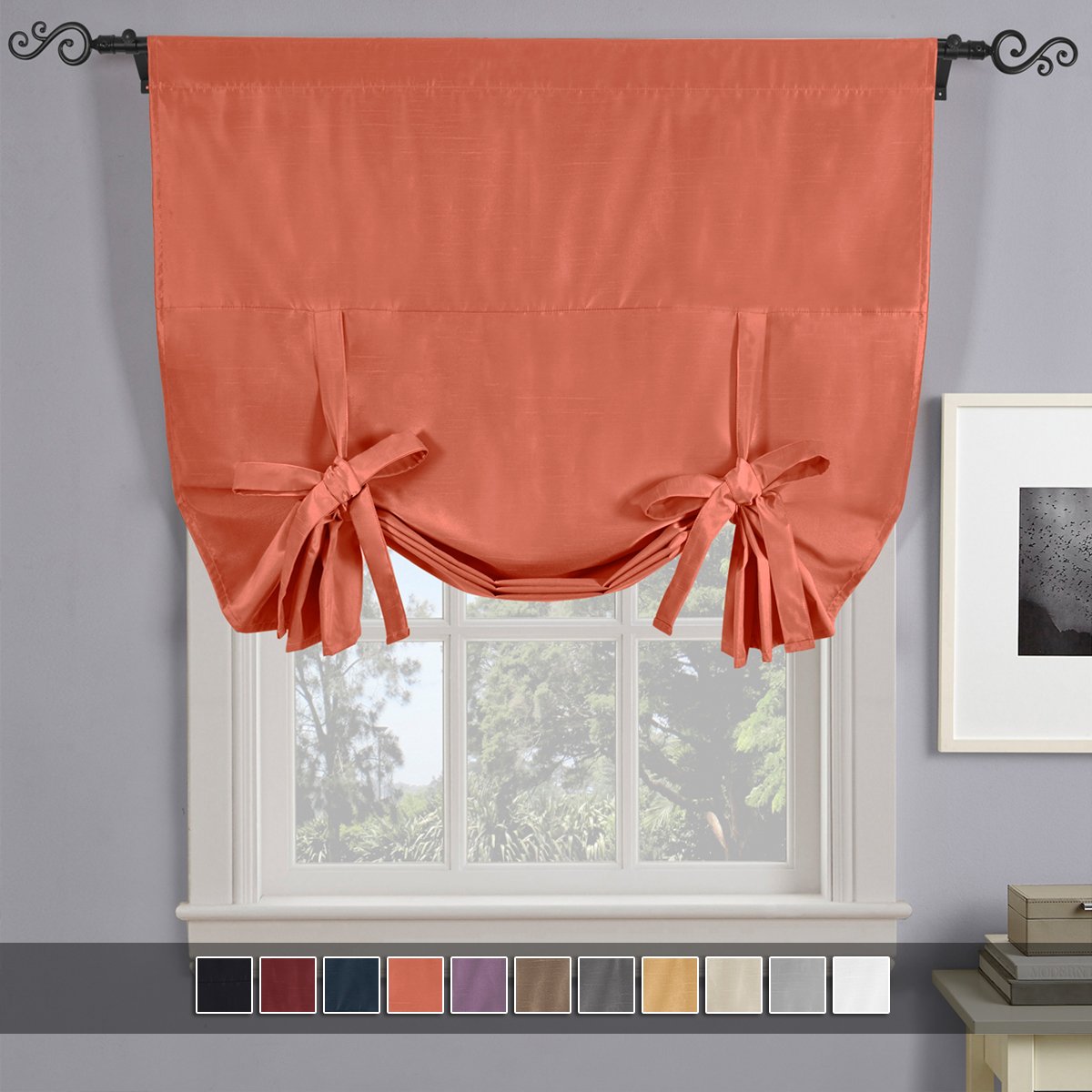 Soho Triple-Pass Thermal Insulated Blackout Curtain Rod Pocket - Tie Up Shade for Small Window ( 42" W X 63" L)