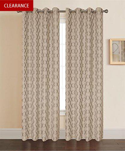 Pamela Geometric pattern Grommet top curtain panels-Single