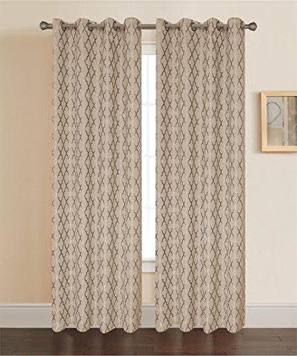 Pamela Geometric pattern Grommet top curtain panels-Single