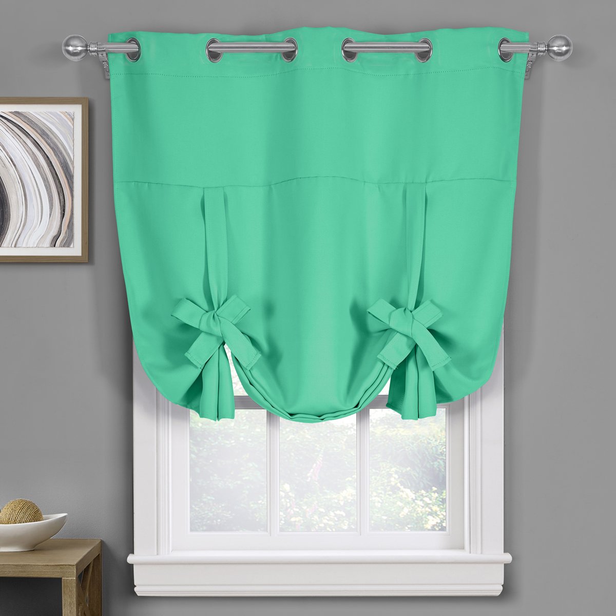 Ava Blackout Weave Curtains Grommet Tie Up Shade for Small Window ( 46" W X 63" L)