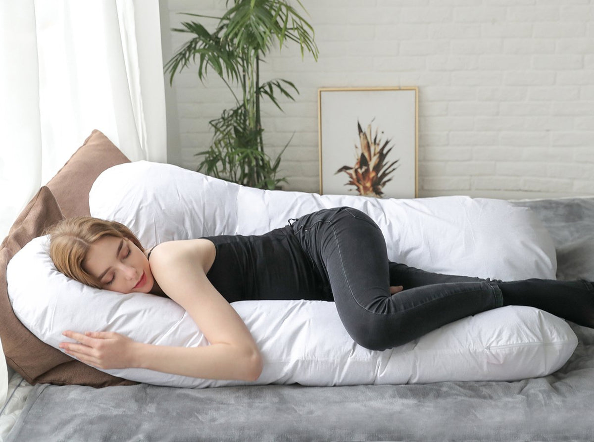 EHL 60" Full Body Pregnancy Pillow, U-Shaped Maternity Pillow for nursing baby W/removable Cotton Cover