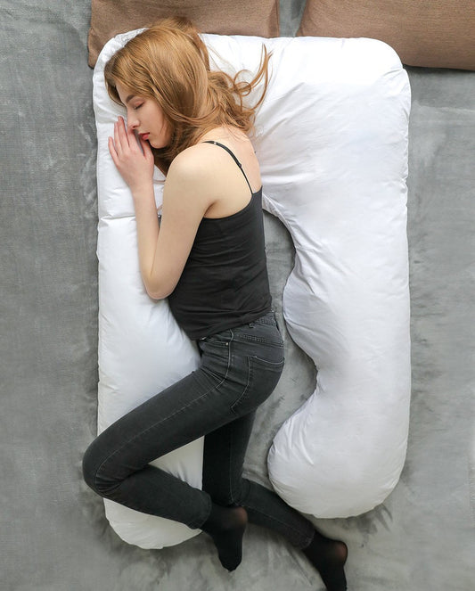 EHL 60" Full Body Pregnancy Pillow, U-Shaped Maternity Pillow for nursing baby W/removable Cotton Cover