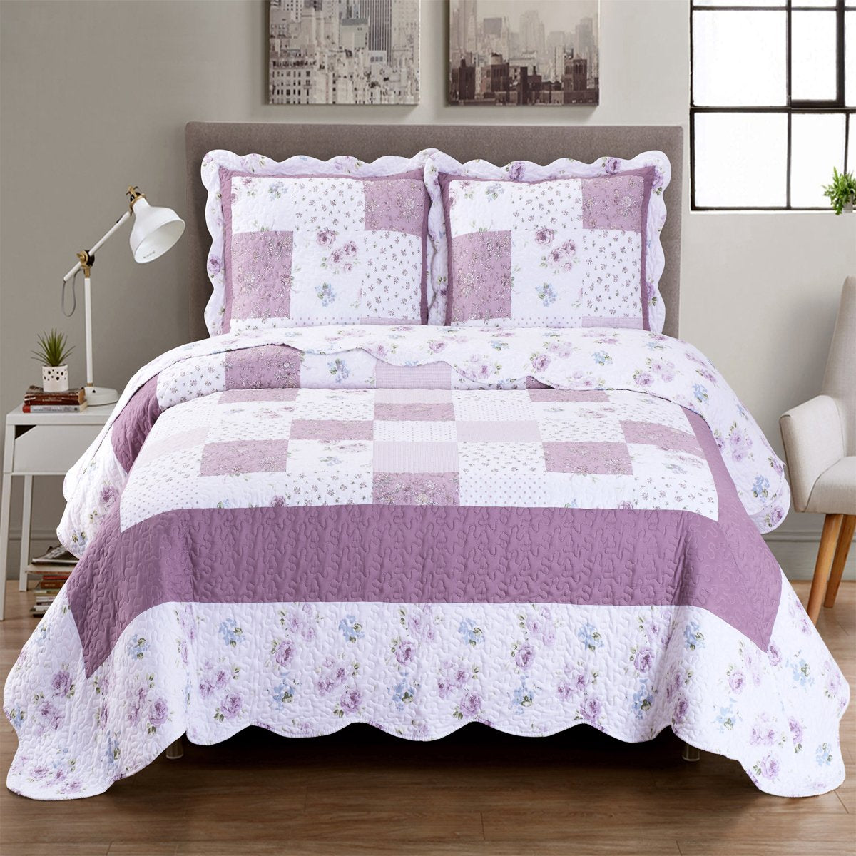 Ventura Floral Print Easy Care Microfiber Quilt Set