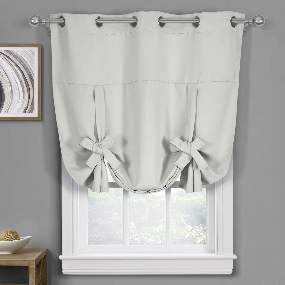 Ava Blackout Weave Curtains Grommet Tie Up Shade for Small Window ( 46" W X 63" L)