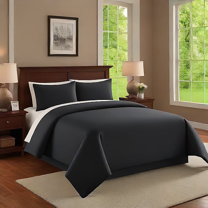 1000TC Egyptian Cotton Split King Sheet Set – Black Solid, 5 Piece