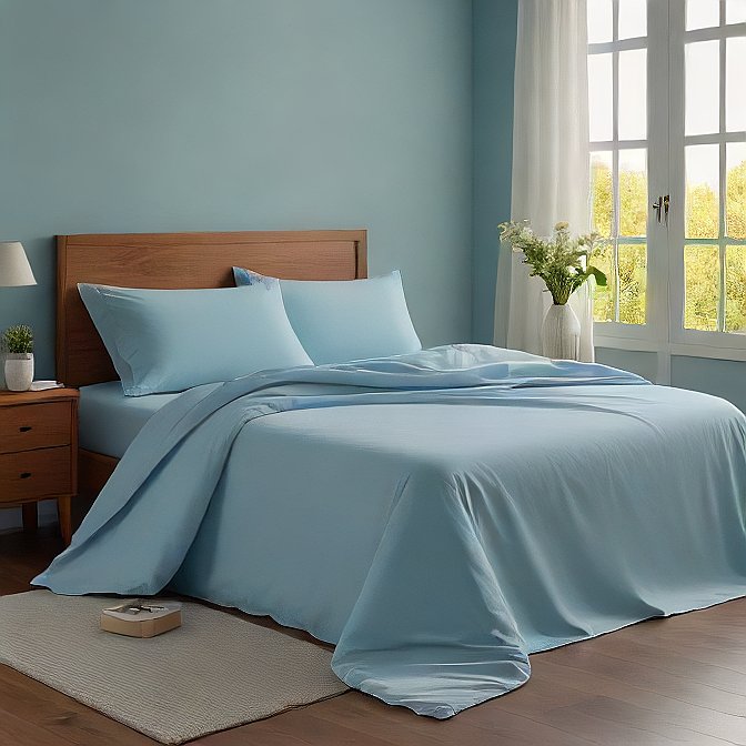 Sky Blue Solid Egyptian Cotton 1000TC Split King Sheet Set – 5 Piece