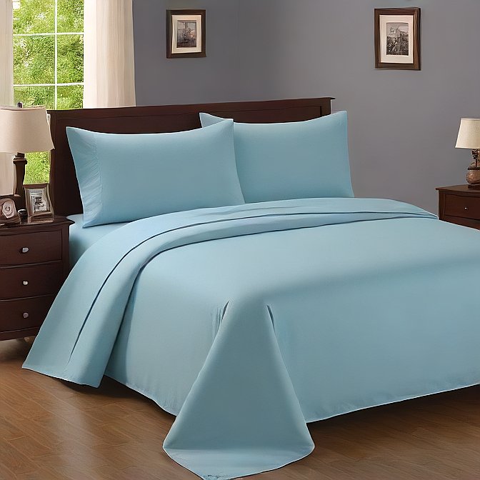 Sky Blue Solid Egyptian Cotton 1000TC Split King Sheet Set – 5 Piece