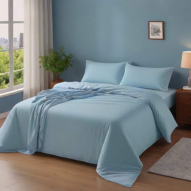 Sky Blue Solid Egyptian Cotton 1000TC Split King Sheet Set – 5 Piece