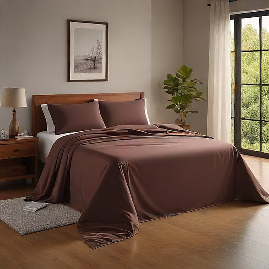 Juego de sábanas divididas color chocolate 5 piezas 1000 hilos algodón egipcio