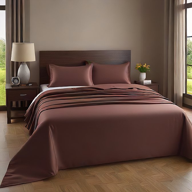 Juego de sábanas divididas color chocolate 5 piezas 1000 hilos algodón egipcio