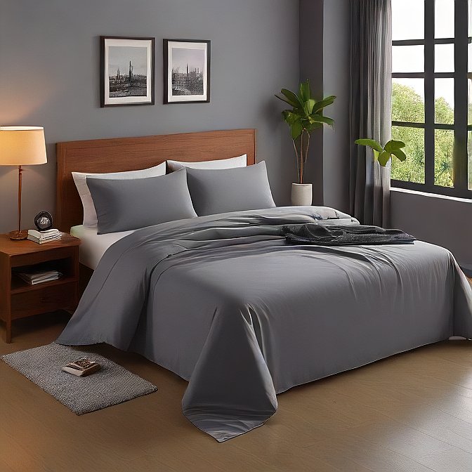 Dark Grey Egyptian Cotton 1000TC Split King Sheet Set – 5 Piece
