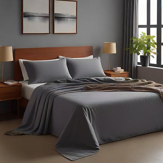 Dark Grey Egyptian Cotton 1000TC Split King Sheet Set – 5 Piece