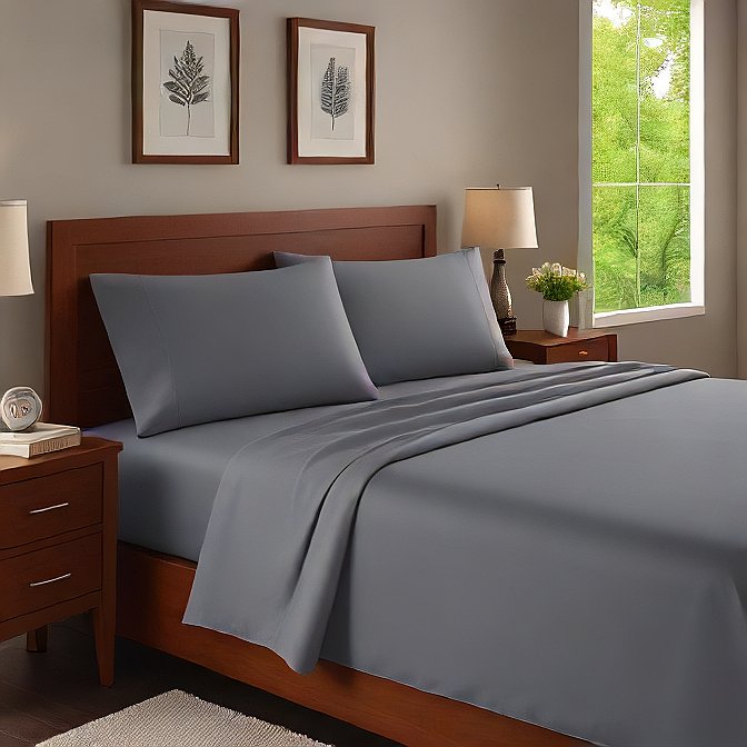 Dark Grey Egyptian Cotton 1000TC Split King Sheet Set – 5 Piece