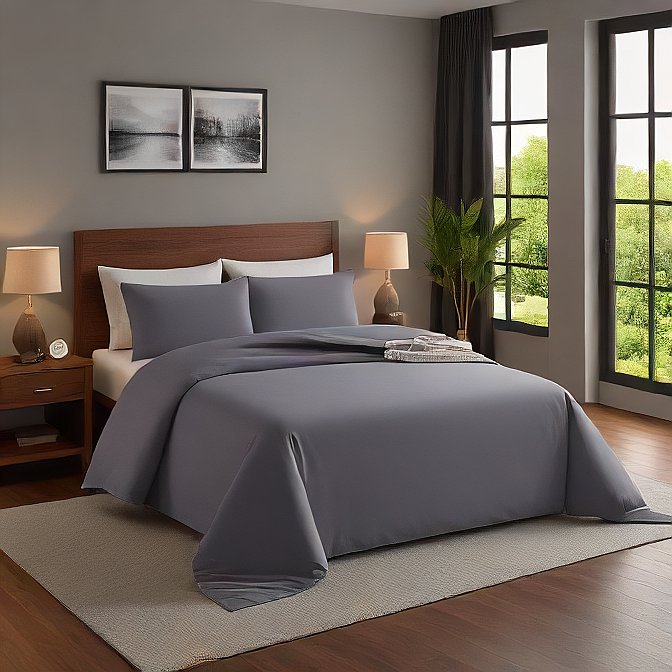 Dark Grey Egyptian Cotton 1000TC Split King Sheet Set – 5 Piece