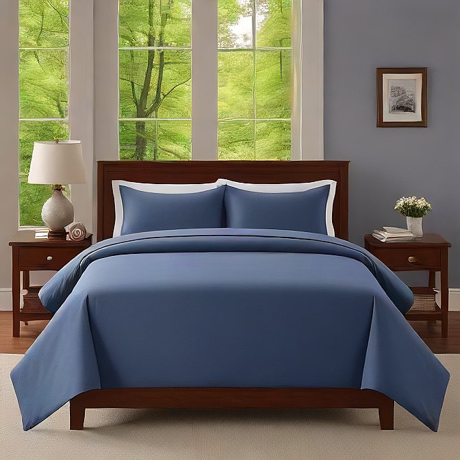 Navy Blue Solid Egyptian Cotton 1000TC Split King Sheet Set – 5 Piece Deep Pocket Bedding