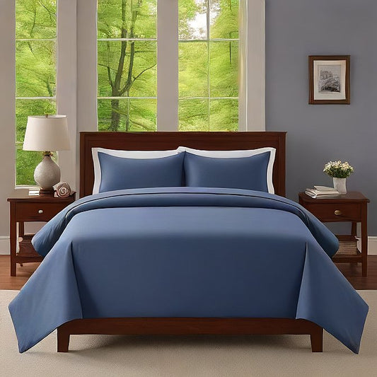 Navy Blue Solid Egyptian Cotton 1000TC Split King Sheet Set – 5 Piece Deep Pocket Bedding