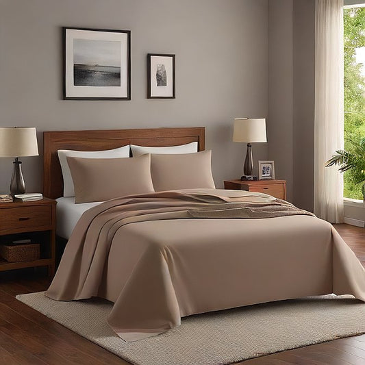 Waterbed Sheet Set Beige 100 Percent Egyptian Cotton 1000TC