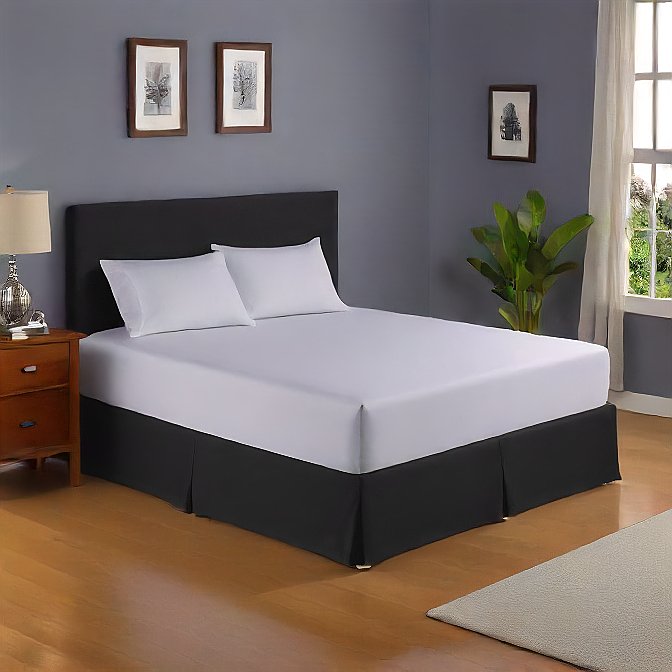 22 Inches Bed Skirt Black Egyptian Cotton 1000TC at-egyptianhomelinens.com