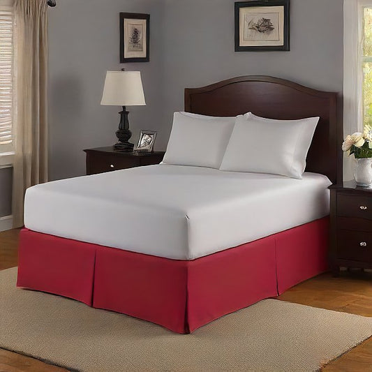 23 Inches Bed Skirt Solid Red Egyptian Cotton 1000TC at-egyptianhomelinens.com
