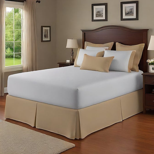 11 Inches Drop Bed Skirt Solid Gold Egyptian Cotton 1000TC at-egyptianhomelinens.com