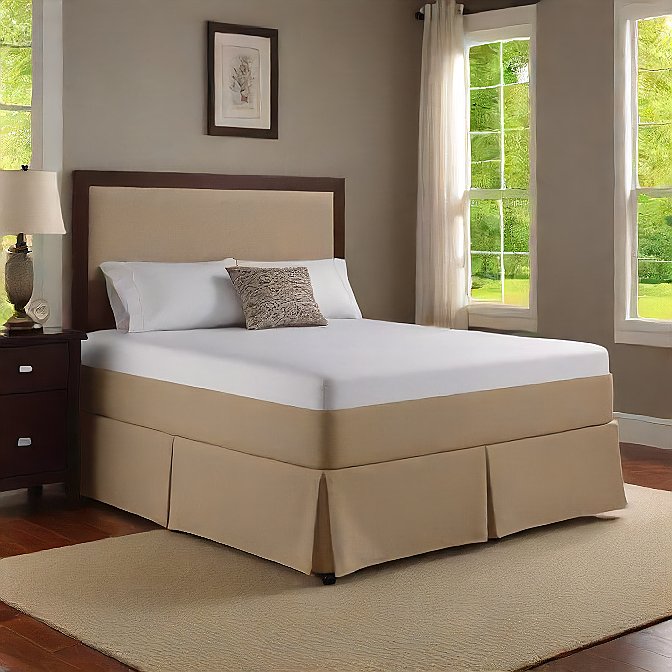 25 Inches Drop Bed Skirt Solid Taupe 1000TC at-egyptianhomelinens.com