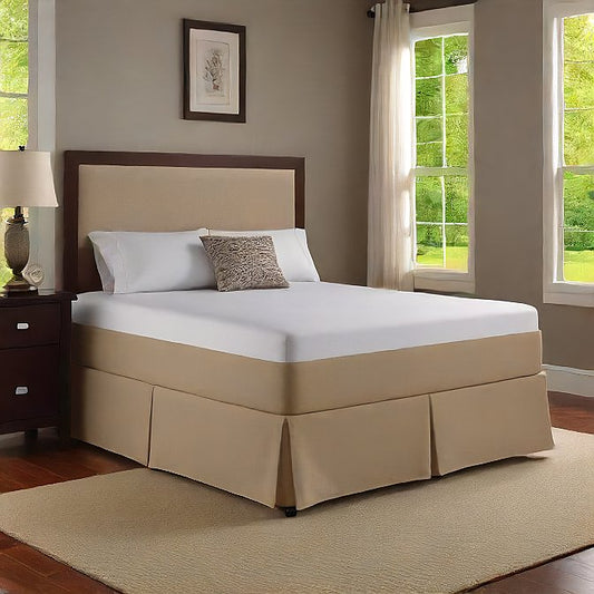 8 Inches Drop Bed Skirt Taupe Solid Egyptian Cotton 1000TC
