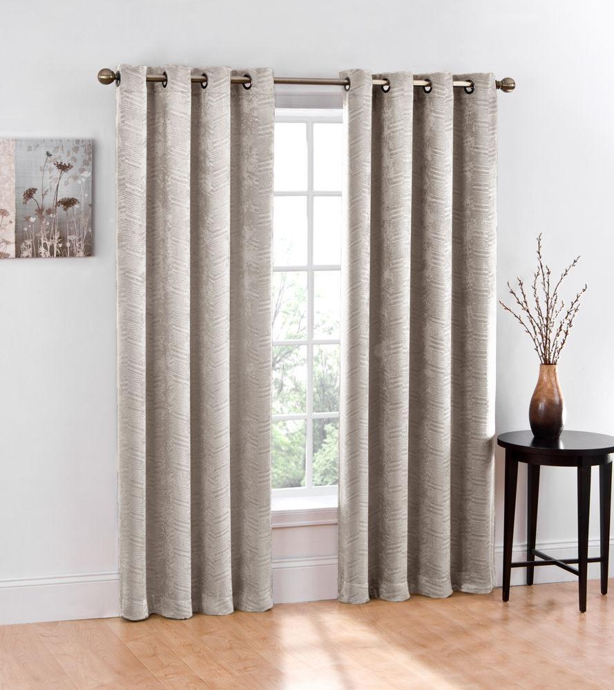 Heavy Weight Chevron Blackout Weave Curtain Panels