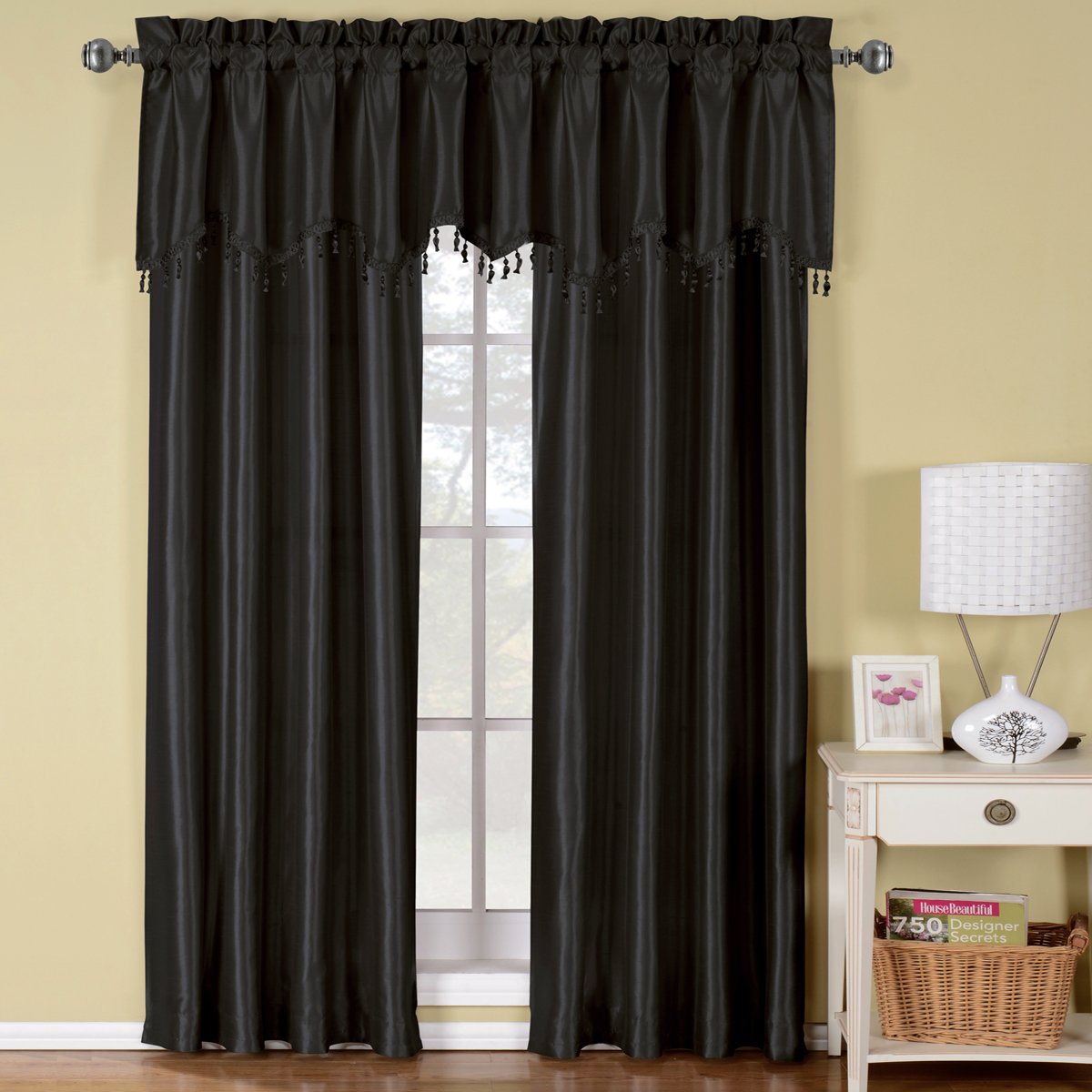 Soho Faux Silk Rod Pocket Curtain Panels- Matching Valance (Single)
