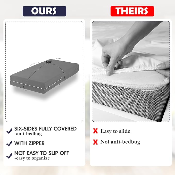 Zipper Fitted Sheet Black 100% Egyptian Cotton 1Pc