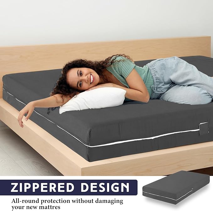 Zipper Fitted Sheet Black 100% Egyptian Cotton 1Pc