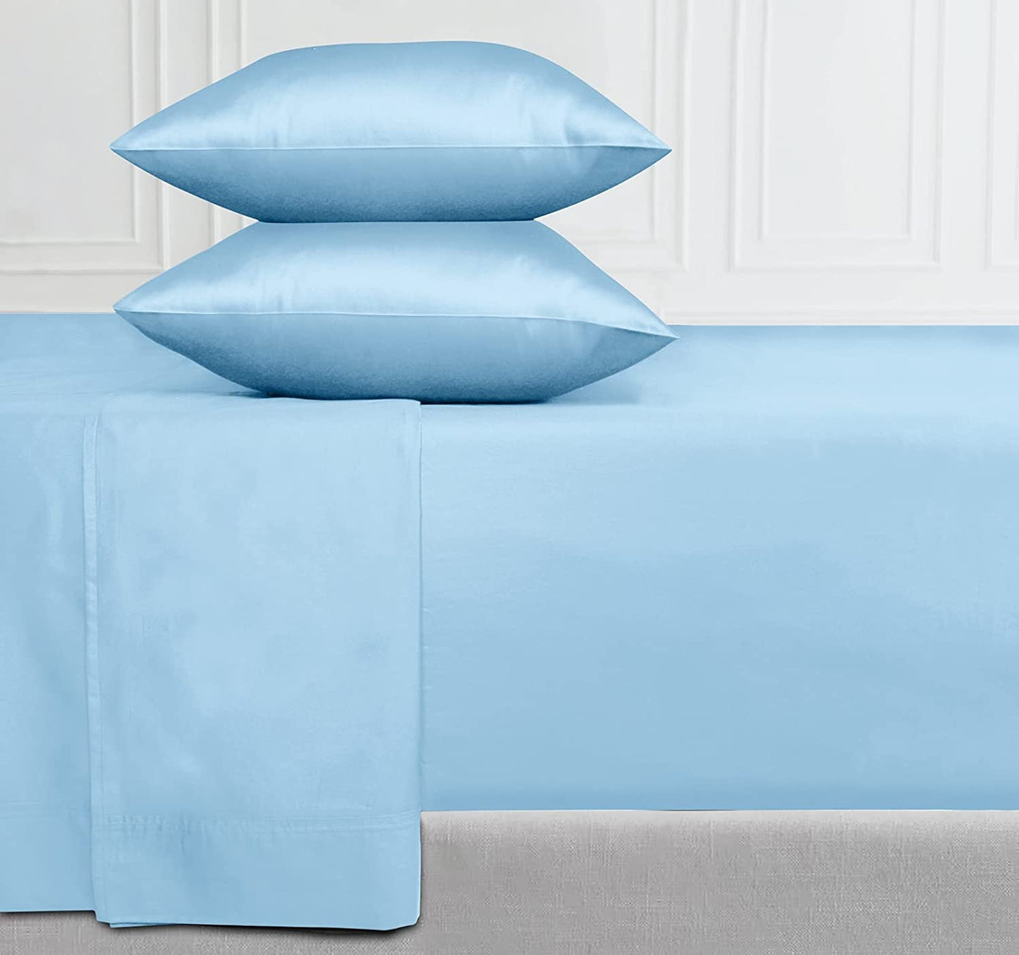 Sky Blue Solid Egyptian Cotton 1000TC Split King Sheet Set – 5 Piece