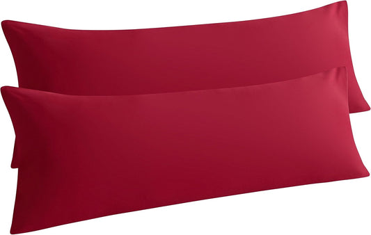 Body Pillow Covers Burgundy 2-Pieces 20" x 54" Egyptian Cotton 1000TC