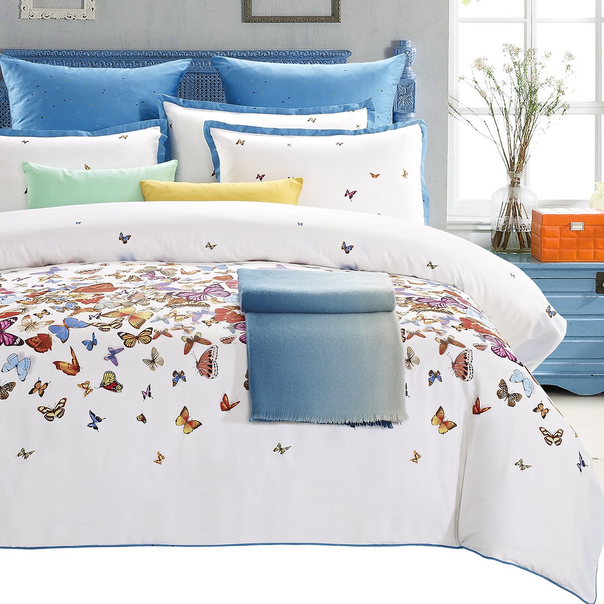 Butterfly 7 Piece Cotton Duvet Cover Set