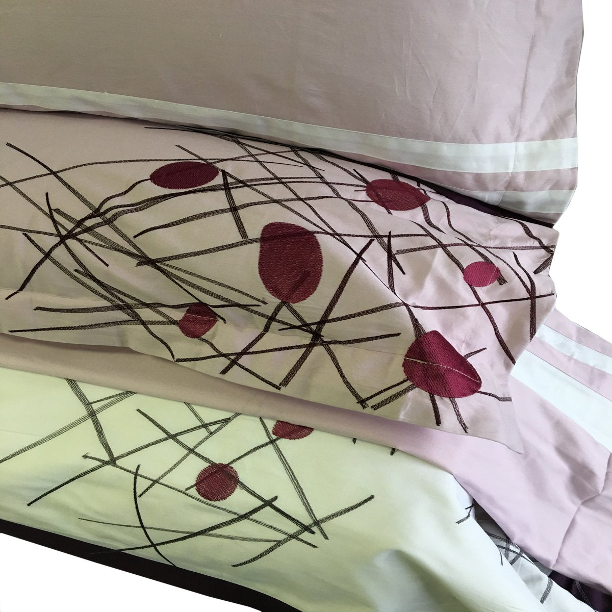 Cherry Embroidered 3-Piece Duvet Cover Sets or Matching Extra Shams