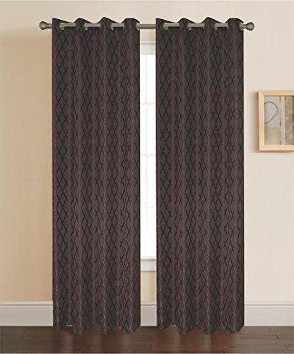 Pamela Geometric pattern Grommet top curtain panels-Single